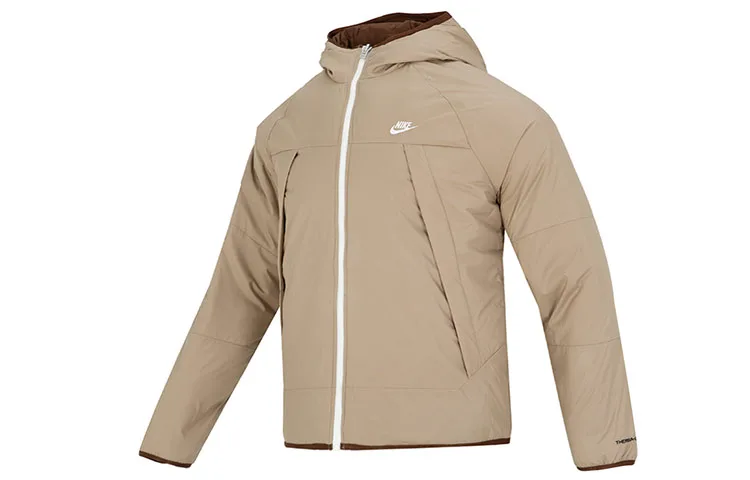 Nike Пуховик мужской Khaki с капюшоном Moderate