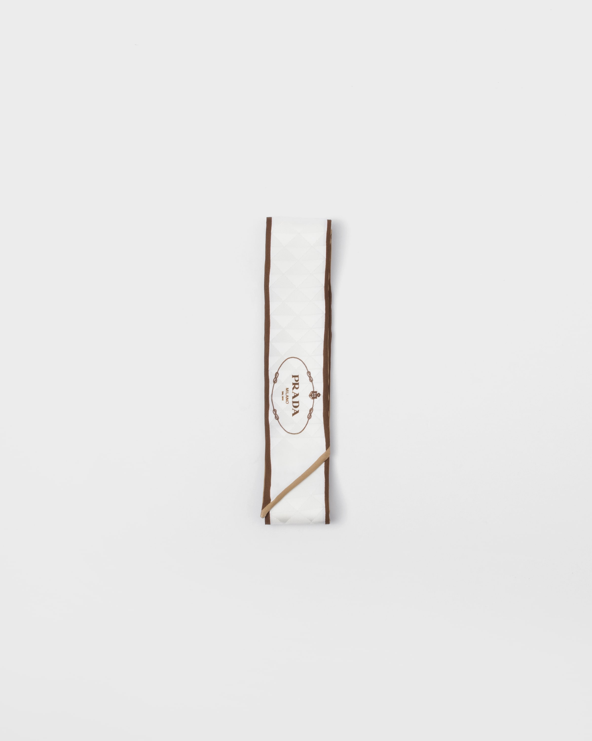 

Узкий шарф из жаккардового шелкового твила с принтом Prada, коричневый