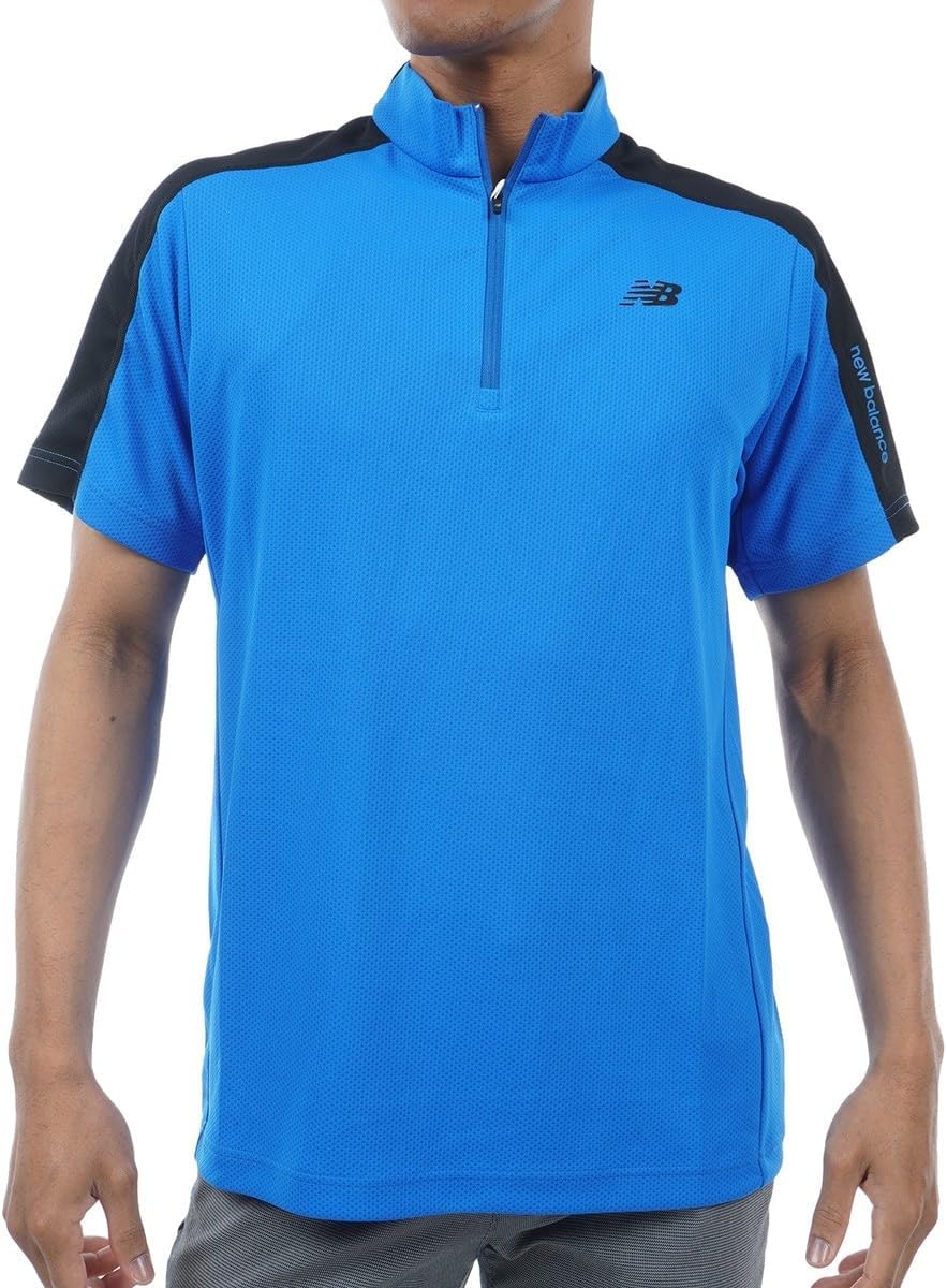

Мужская поло-рубашка для гольфа New Balance 012-4166009 с коротким рукавом и застежкой-молнией до середины груди (впитывает пот, быстро сохнет, защищает от УФ-излучения, эластичная), синий
