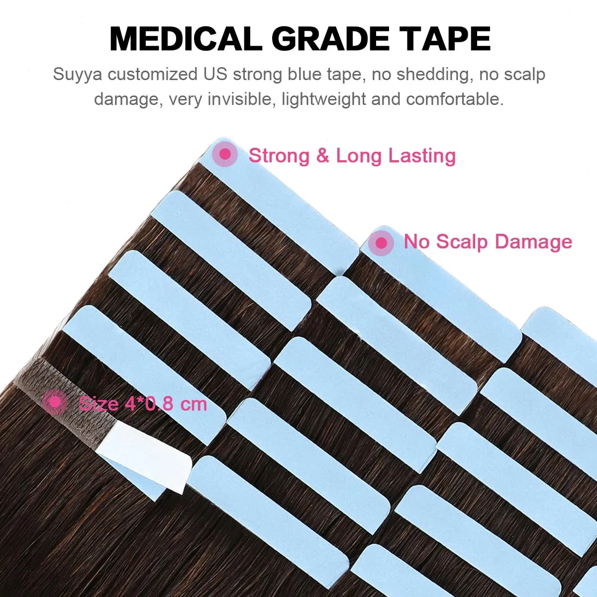 Накладные пряди на ленте из натуральных волос «Remy Tape Hair Extensions» от SUYYA Suyya — фото 3