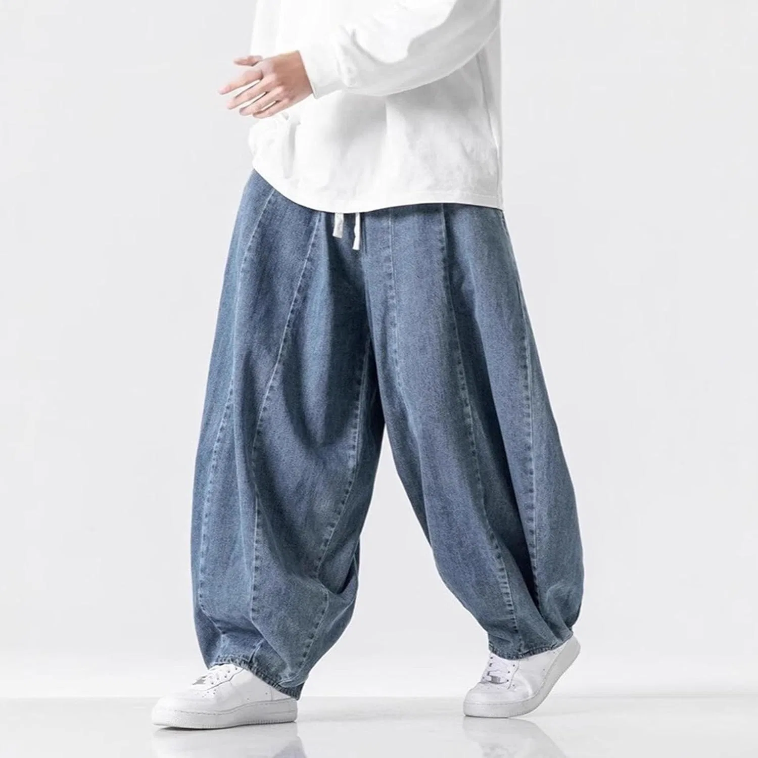 Джинсы свободные Wide Leg Hip Hop, Light Blue — фото 3