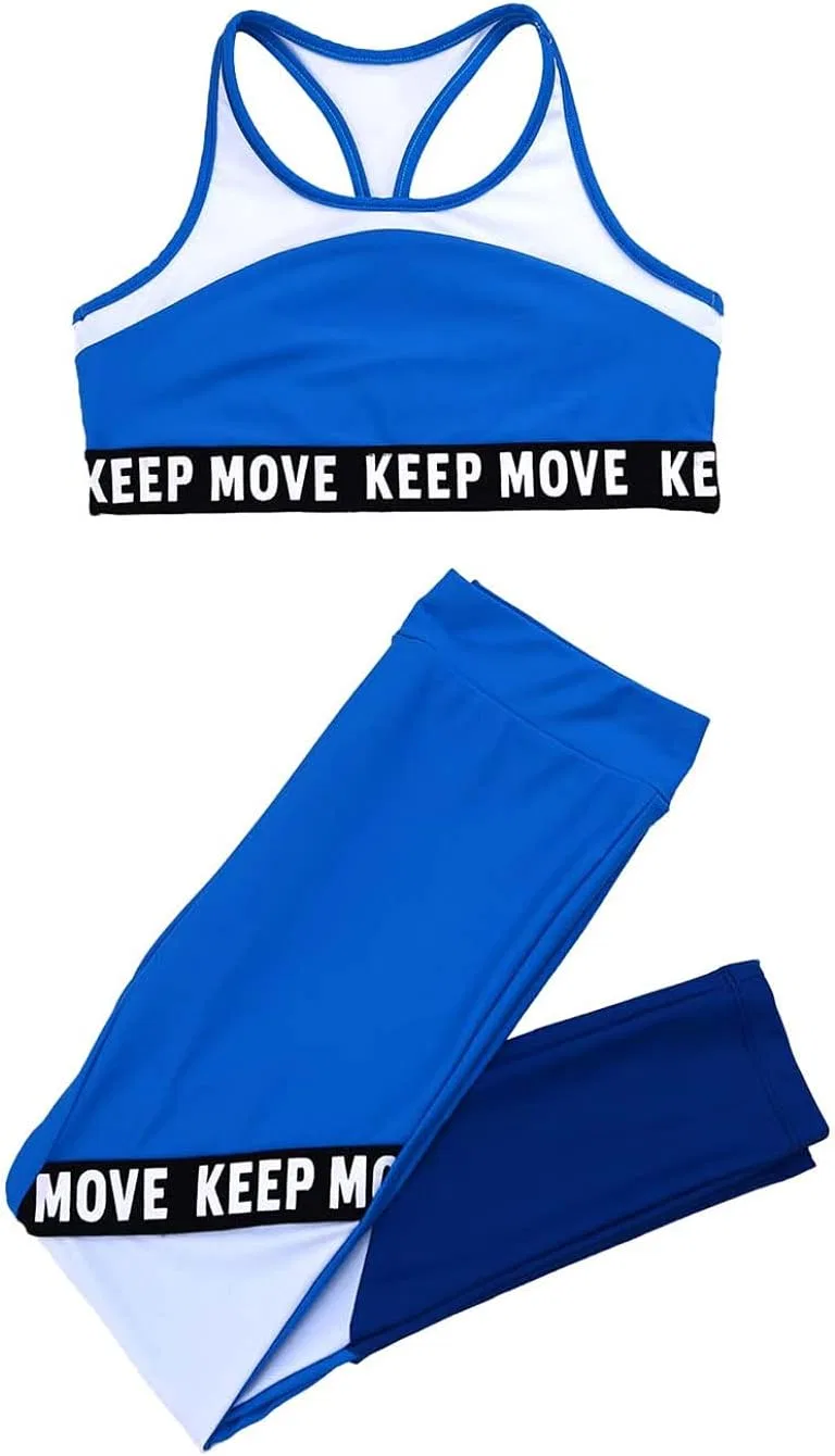 Детский спортивный костюм с принтом, Moggemol, топ и леггинсы, Royalblue — фото 3