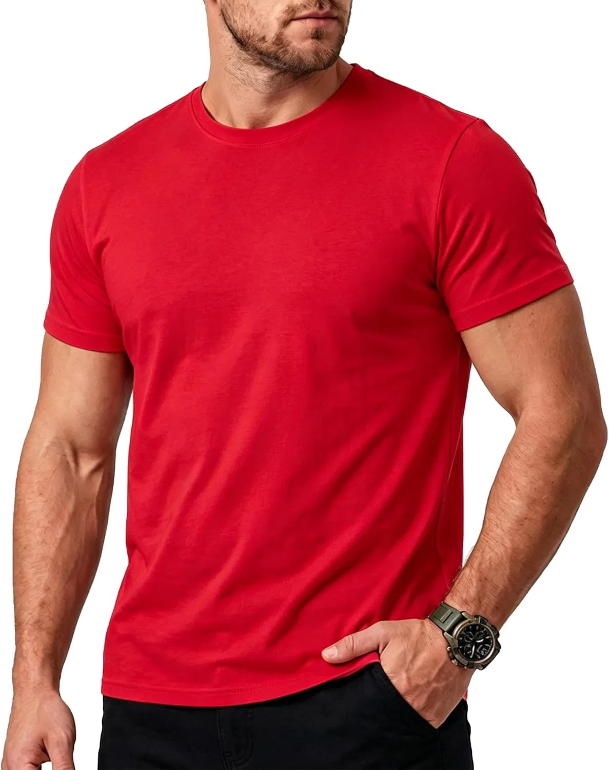 Футболка с круглым вырезом, хлопок, Magenta, Regular Fit