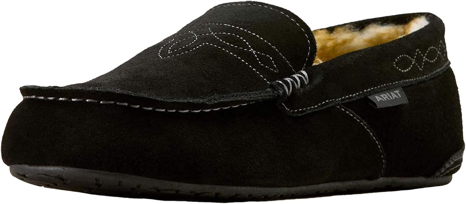 

Мужские мокасины ARIAT Clayton - прочные, из натуральной замши, теплые, стильные повседневные обувь для дома и улицы с мягкой подкладкой из плюша, черный