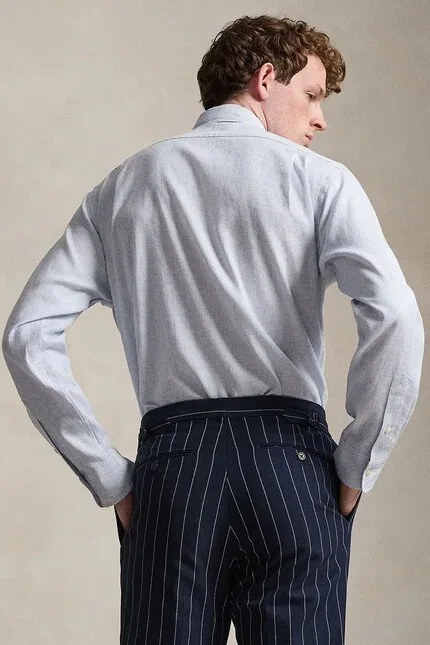 Классическая рубашка из льна с хлопком Polo Ralph Lauren, синий — фото 2