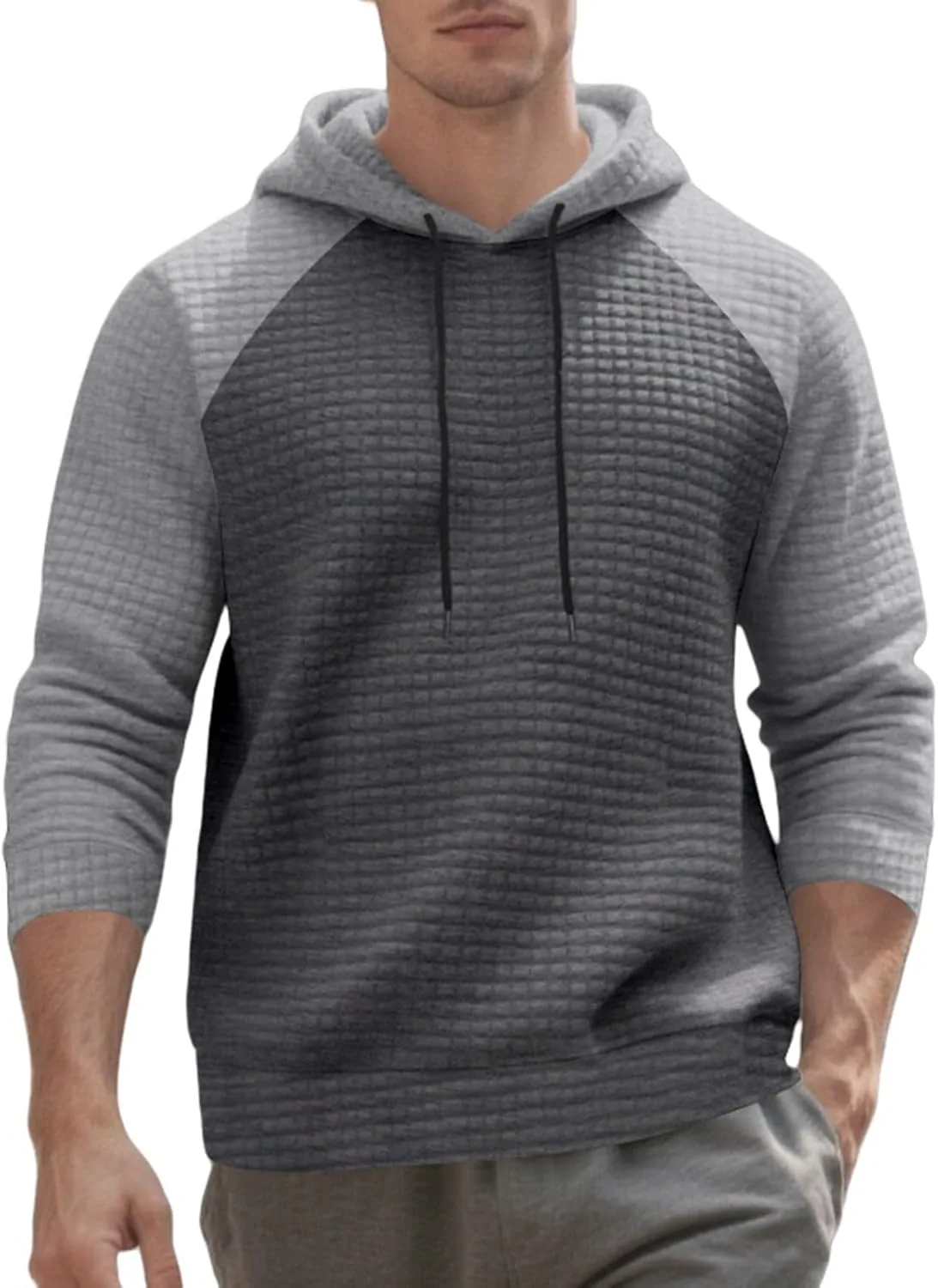 

Мужская толстовка с капюшоном Waffle Knit, с длинным рукавом и карманом Kanga YSERB