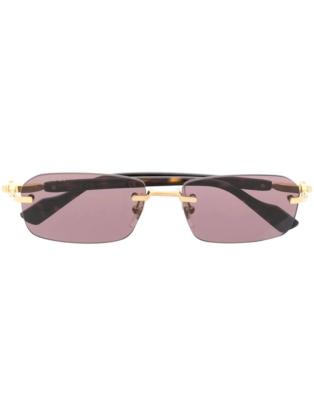 

Солнцезащитные очки в прямоугольной оправе без оправы Gucci Eyewear, коричневый