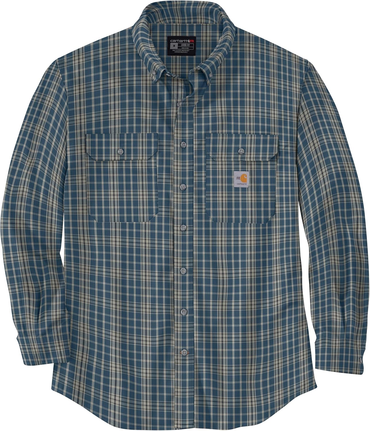 

Мужская рубашка Carhartt 104507 Flame-Resistant Force Rugged Flex Loose, Storm Blue/Shadow