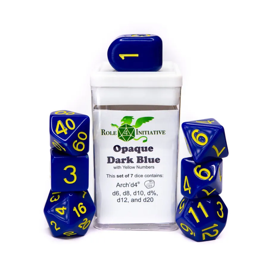 

Набор Poly — непрозрачный темно-синий с золотом и Arch'd4 (7), Game Dice - Opaque (Role 4 Initiative)