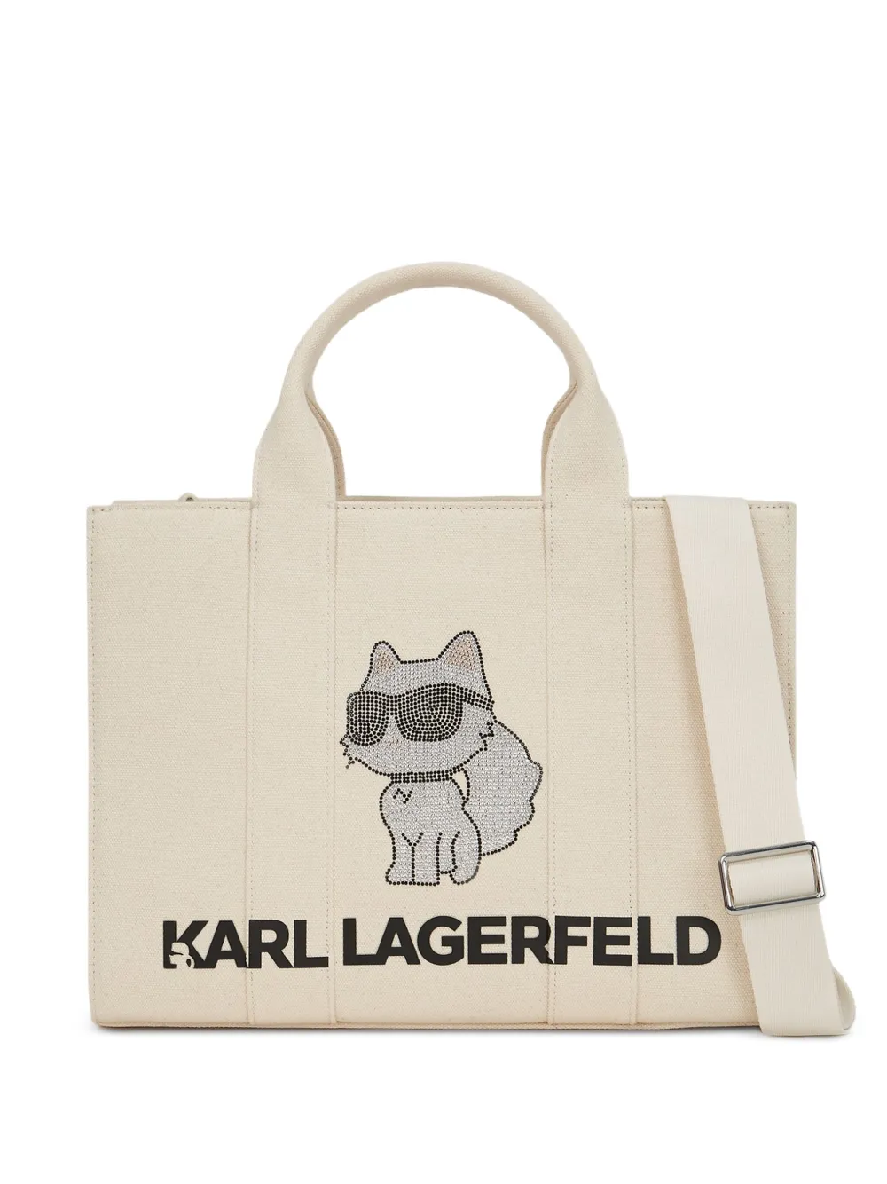 

Сумка-тоут среднего размера с кристаллами KARL LAGERFELD, нейтральный