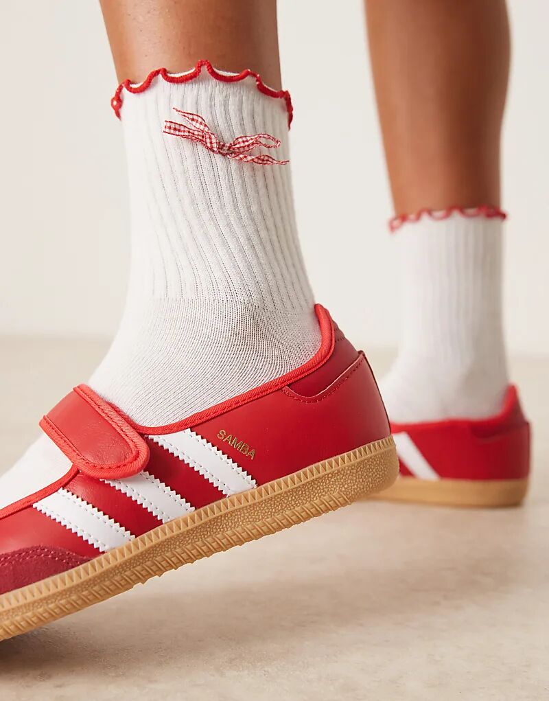 Кроссовки Adidas Originals Samba Mary Jane красного цвета — фото 3