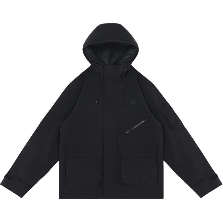 

New Balance Черная мужская худи с капюшоном минималистичного стиля с большими карманами, Black