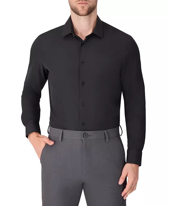 

Мужская сорочка с длинным рукавом 4-Way Solid Woven Report Collection, черный