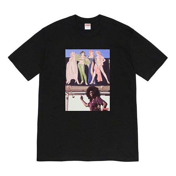 

Футболка fw19 week 7 american picture tee usa photo printing short sleeve black Supreme, черный
