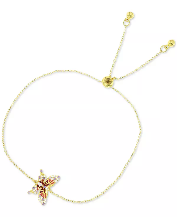 

Браслет-Боло с разноцветными кубическими цирконами и эмалью в виде бабочки Macy'S, gold