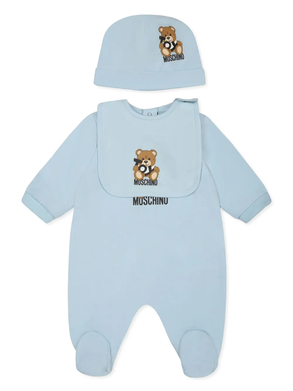 

Комплект из комбинезона и игрушки Moschino Kids, синий