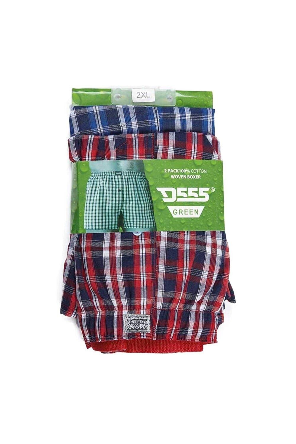 

Тканые боксеры D555 в клетку (2 пары) Duke Clothing, темно-синий