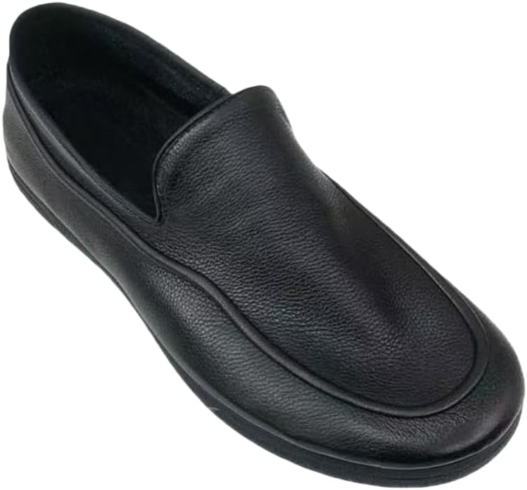 

Мужские черные кожаные дышащие повседневные туфли с круглым носком без шнуровки - комфортная обувь на каждый день Hoalox