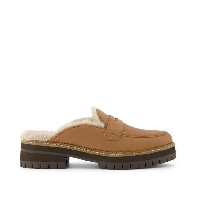 Женские лоферы Toms Cara 10021732, коричневые кожаные мюли с искусственным мехом, размер 7,5, KHD1522 — фото 3