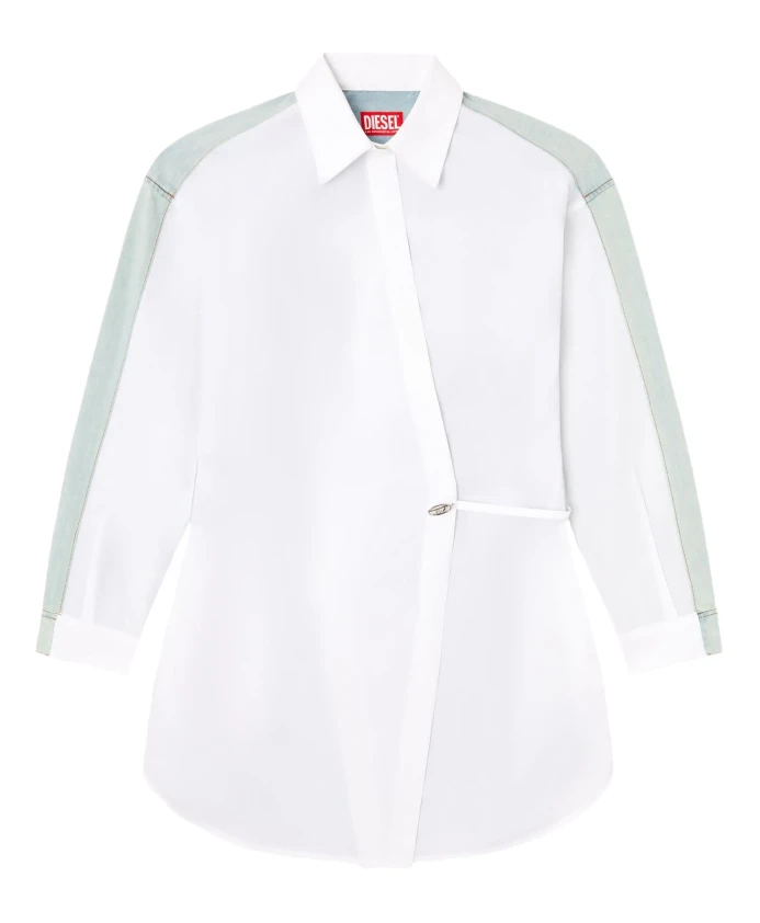 

Белое платье-халат из хлопкового денима Diesel, белый