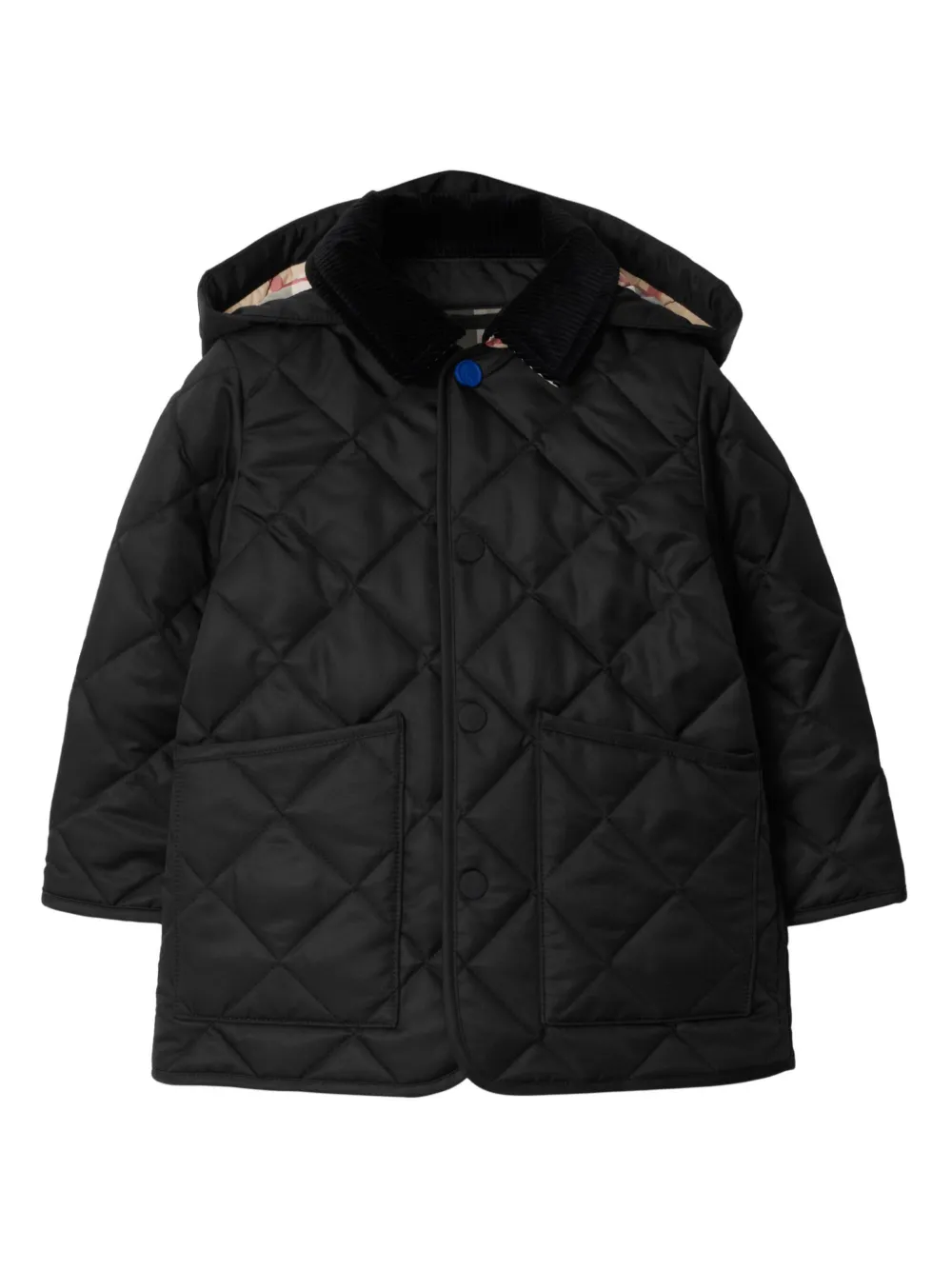 

Стеганая куртка с вельветовым воротником BURBERRY KIDS, черный
