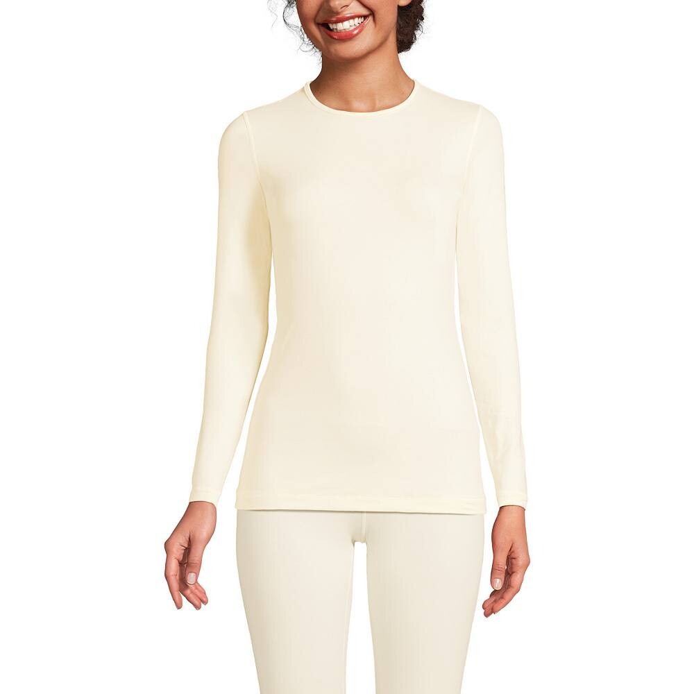 

Женское длинное нижнее белье Lands End Thermaskin, топ с круглым вырезом Lands' End, цвет Fresh Ivory