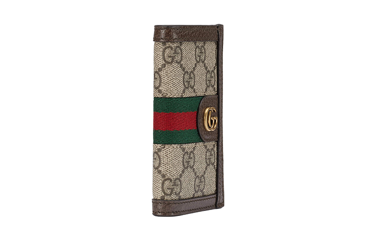 Кардхолдер из холста с кожаной отделкой мужской бежевый/эбони GUCCI — фото 2