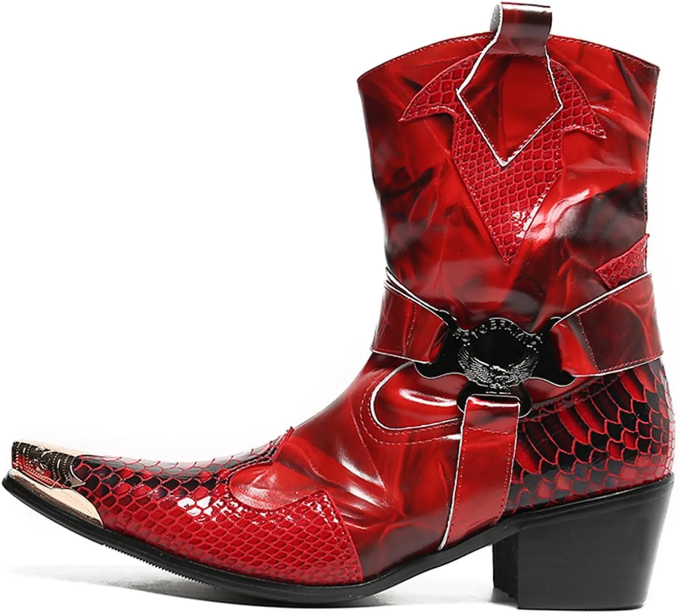 

Мужские ботинки Santimon Cowboy, повседневные и нарядные, из натуральной кожи, высокие, с металлическим носком, молнией, размером, вестерн-стиль, модные, для свадьбы, певцов, баров, вечеринок, бальных мероприятий, персонализированные челси-бутсы...