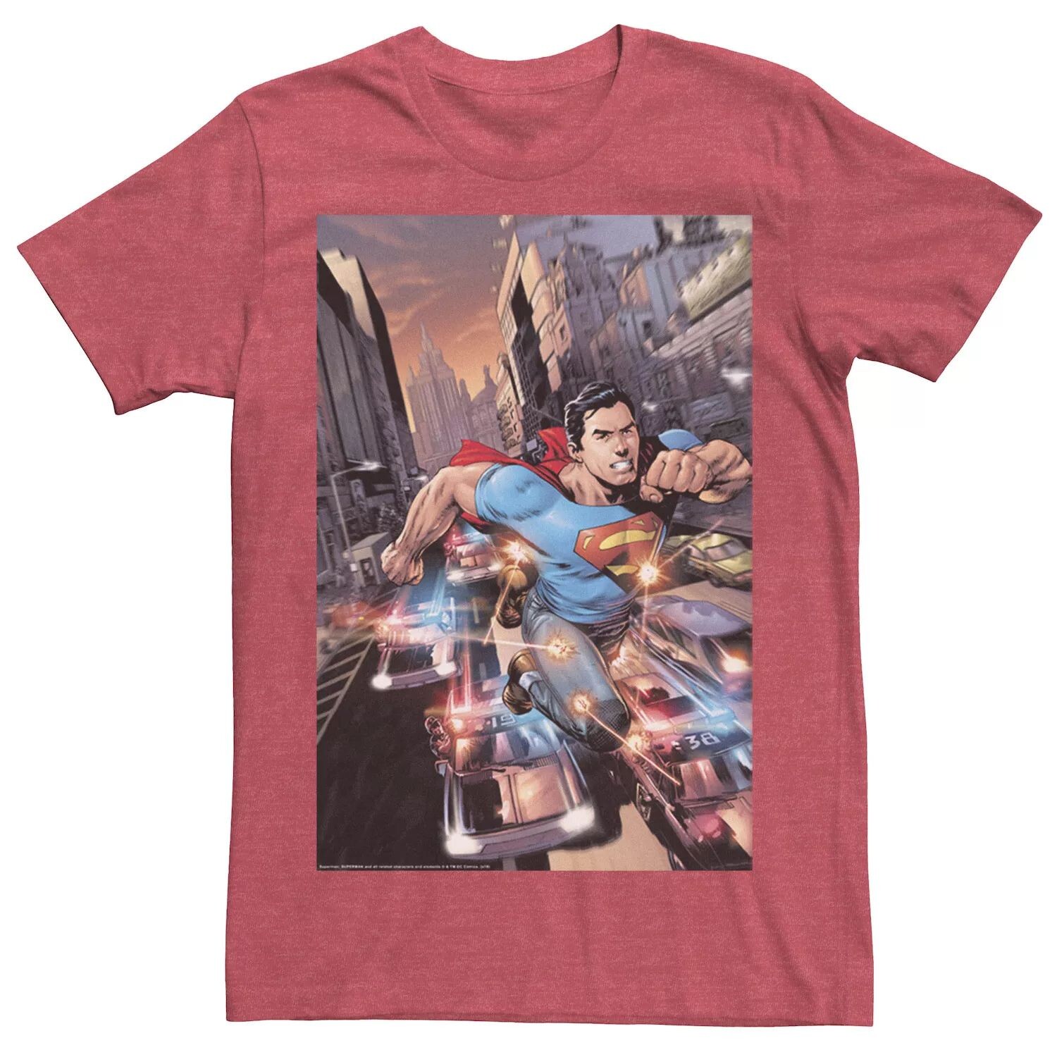 

Мужская футболка с плакатом и мигающими огнями Супермена DC Comics