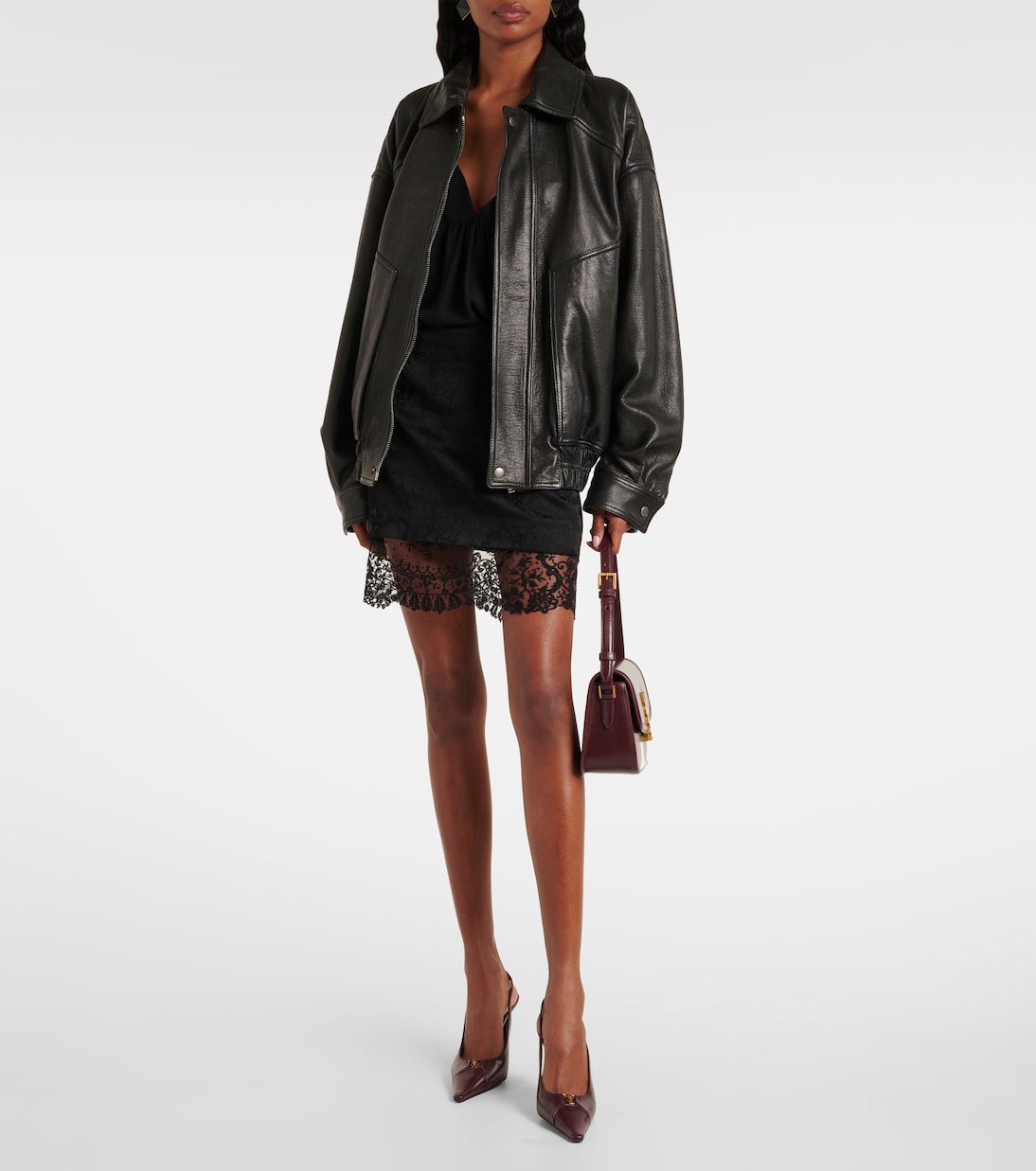 Babylone Breteuil кожаные туфли-лодочки на ремешке Saint Laurent, Bordeaux — фото 3