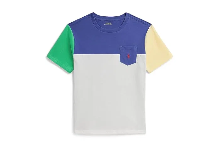 Футболка с цветовой блокировкой Color-Blocked Cotton Jersey Tee Polo Ralph Lauren Kids, Liberty/Multicolor