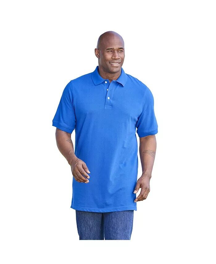 

Рубашка-поло из пике увеличенной длины Big & Tall без усадки KingSize, синий