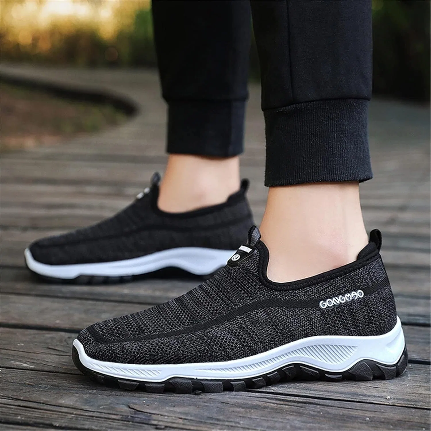 Модные кроссовки Herren-Sneaker-Socken für Sommer und Herbst, einfarbig, gewebt, atmungsaktiv, bequem, zum Reinschlüpfen, lässig, Sneaker-Socken für Herren Generisch, Schwarz — фото 2