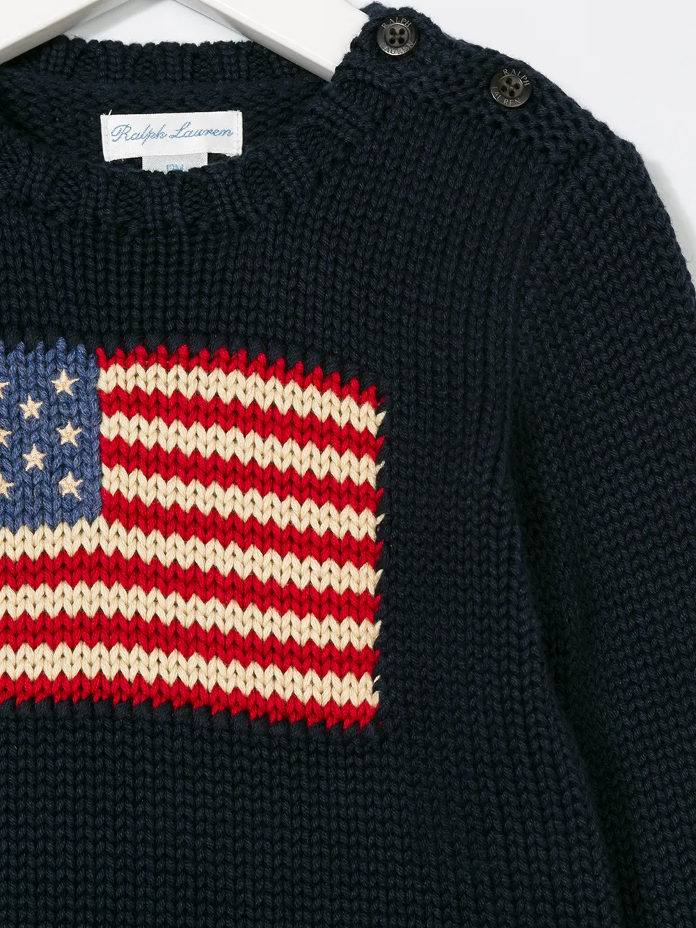 Вязаный свитер с логотипом POLO RALPH LAUREN KIDS, синий — фото 4