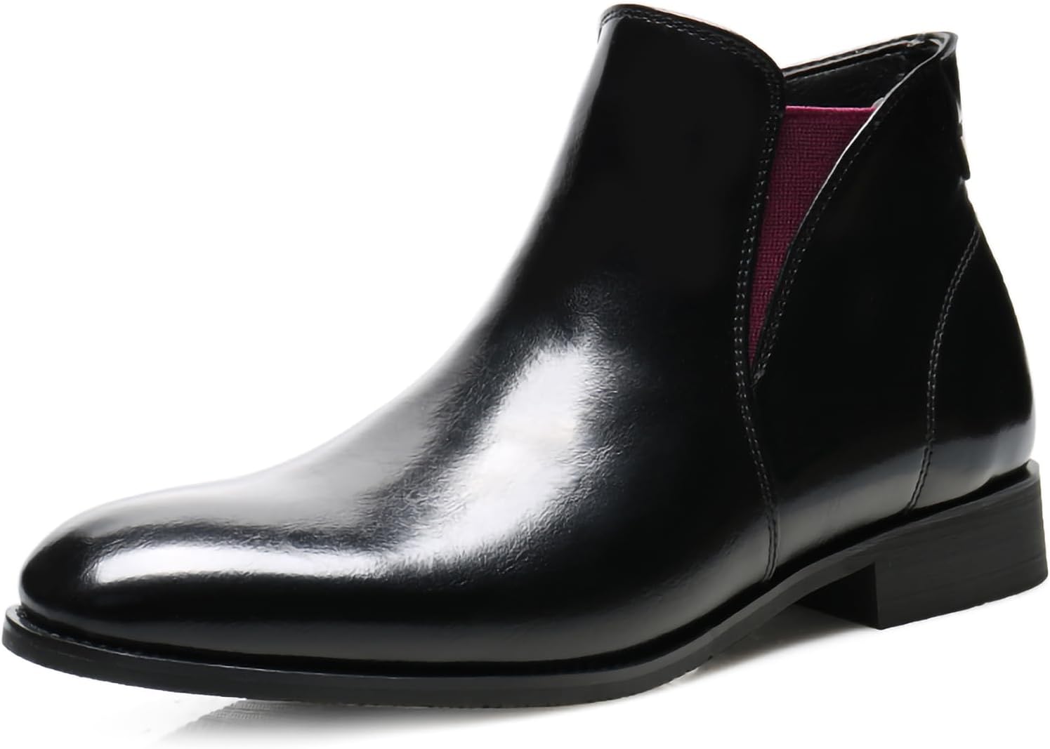 

Мужские классические челси-ботинки с боковой молнией, повседневные, удобные, с легким надеванием, стильные ботинки до щиколотки из искусственной лакированной кожи с носком «кап» для города и повседневной носки Generic, черный