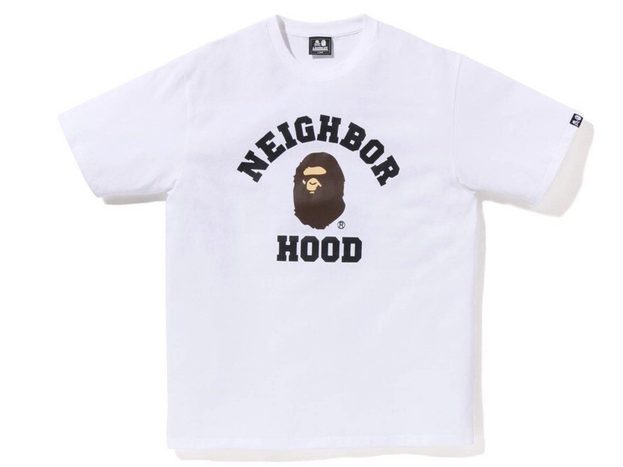 A BATHING APE Белая футболка BAPE x Neighborhood, Черный — фото 2