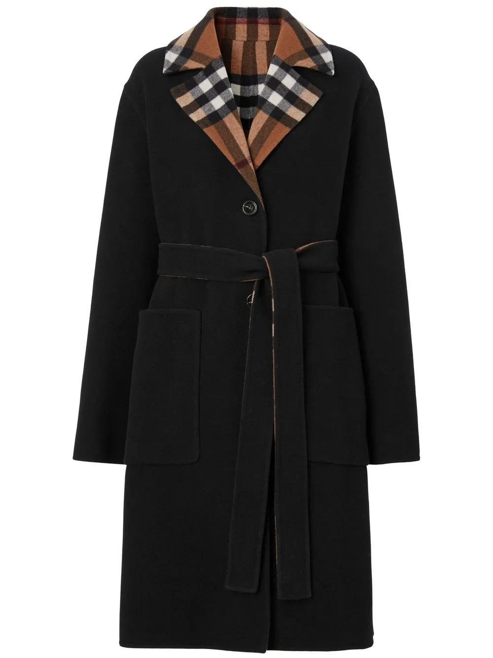 

Двустороннее шерстяное пальто в клетку BURBERRY, коричневый