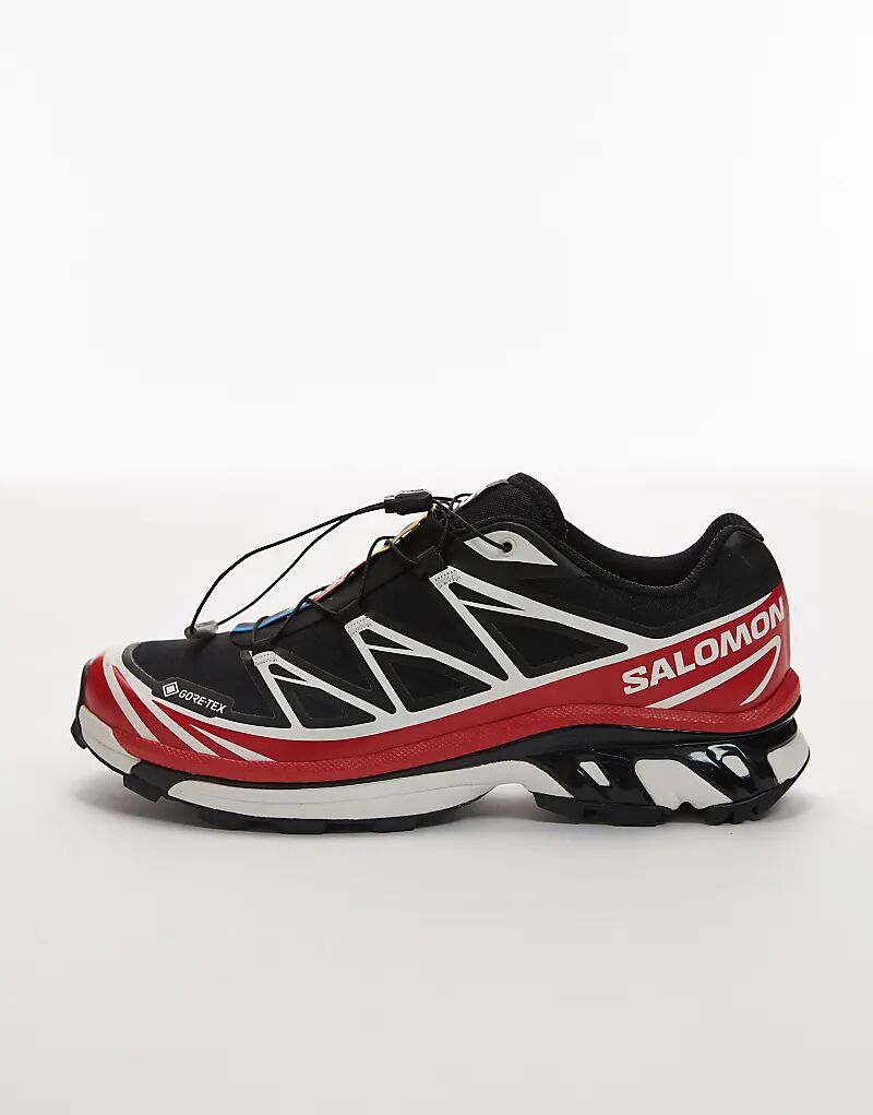 Кроссовки Salomon XT-6 GTX черного, огненно-алого и ванильно-ледяного цветов — фото 2