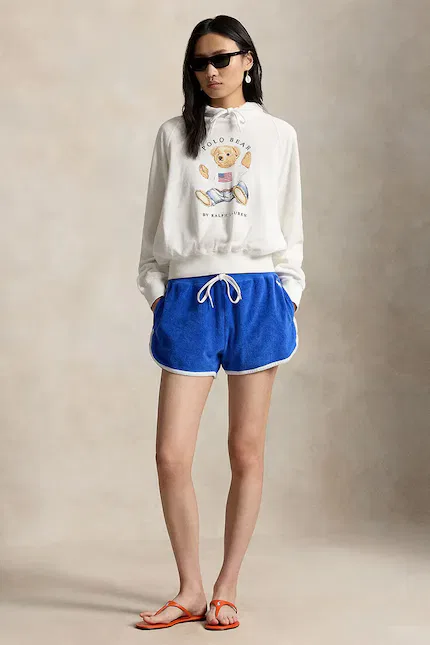 Худи женское усадка Shrunken Fit Polo Bear Terry Hoodie Polo Ralph Lauren, белый — фото 3
