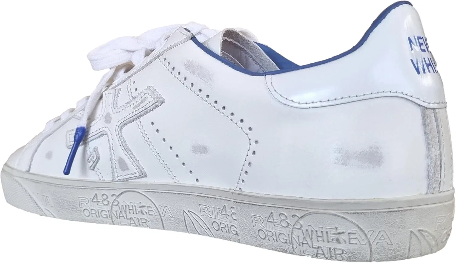 Кроссовки PREMIATA Herrenschuhe Lederschuhe Steven_6652 Weiß-Blau, Weiß Blau — фото 4