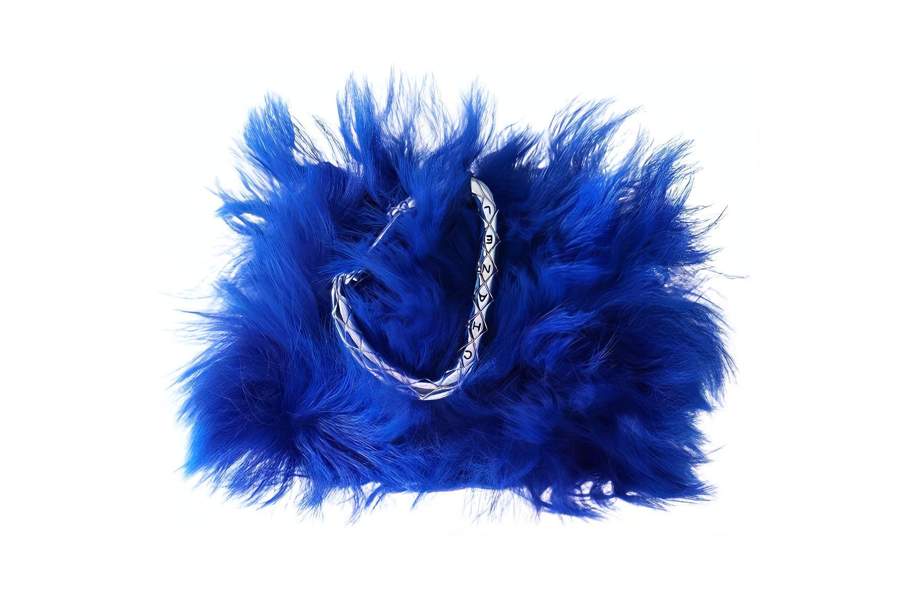 CHANEL Шерстяной кошелёк Поясная сумка Мини-визитница женская синяя — фото 3