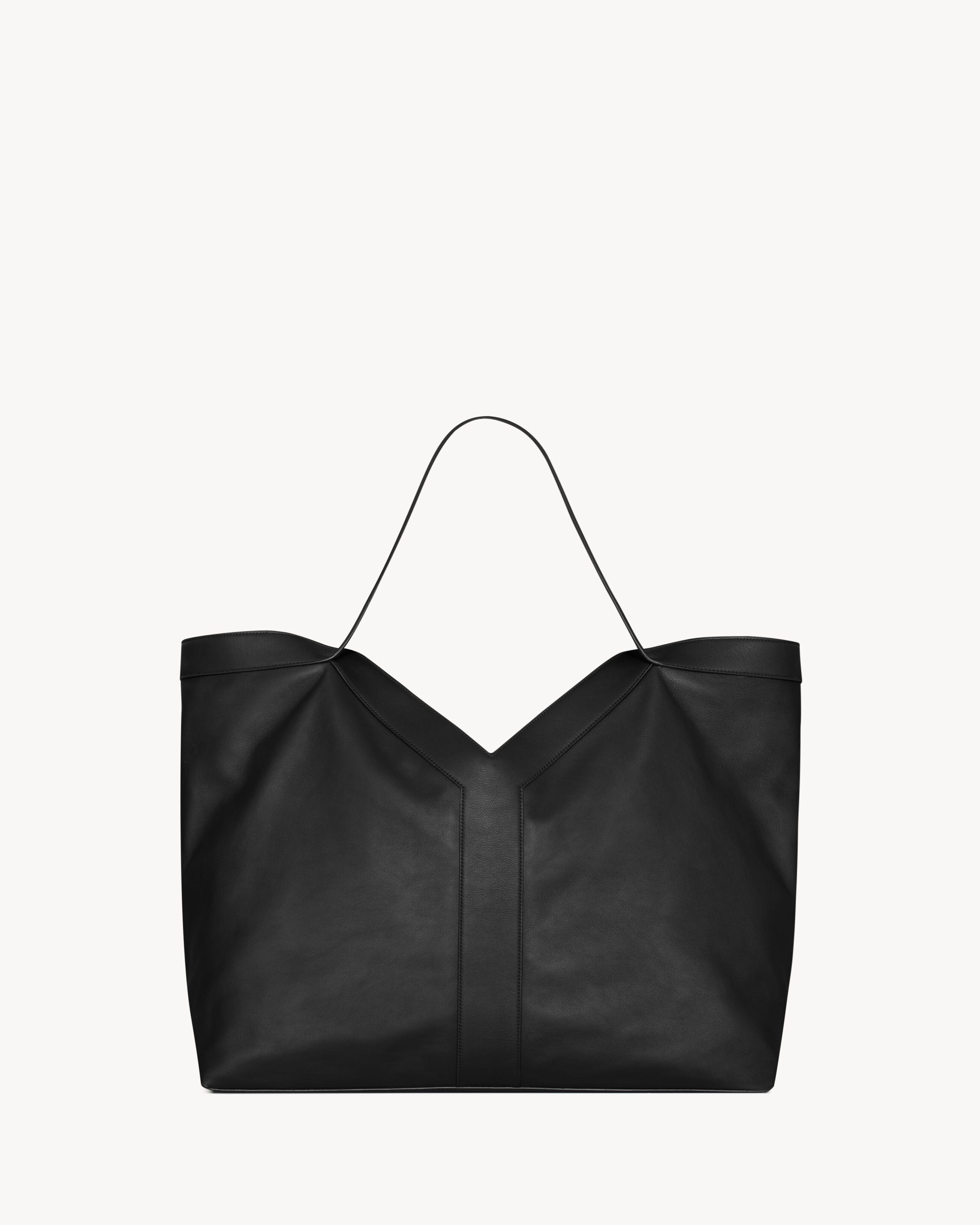 Большая кожаная сумка-тоут Y Saint Laurent, черный — фото 3