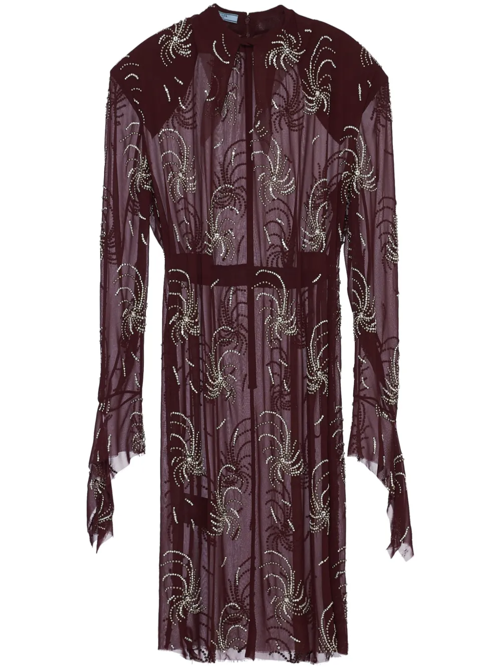 

Платье с вышивкой Prada, красный