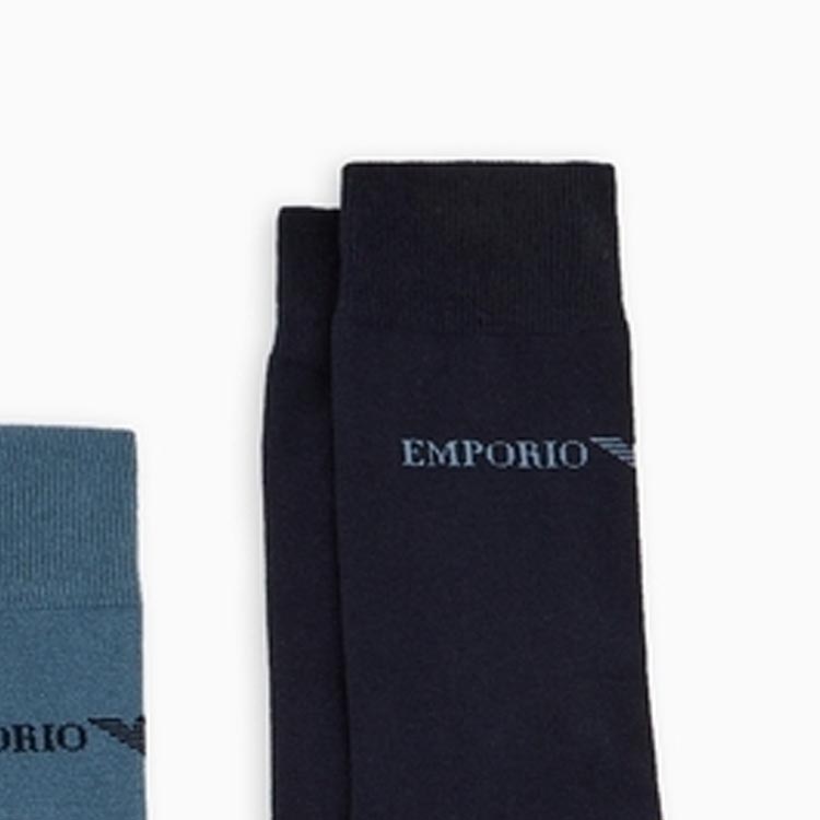 Носки SS24 Mid Calf Мужские 3 пары EMPORIO ARMANI, 3 пары (Хаки+Синий+Темно-синий) — фото 4