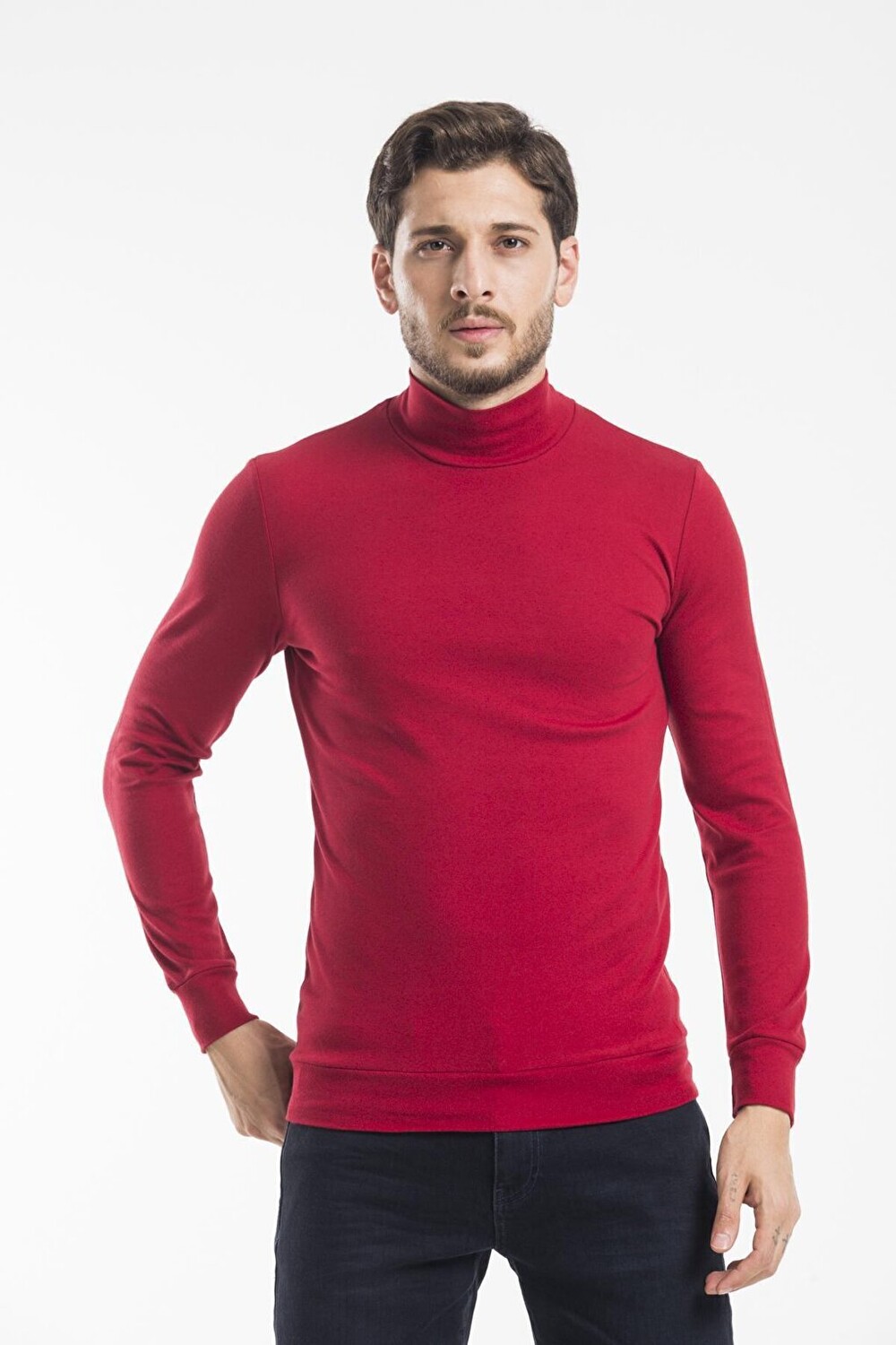 

Тонкая мужская толстовка Slim Fit с воротником и длинным рукавом SPR 2019K21 Süperlife, бургундия