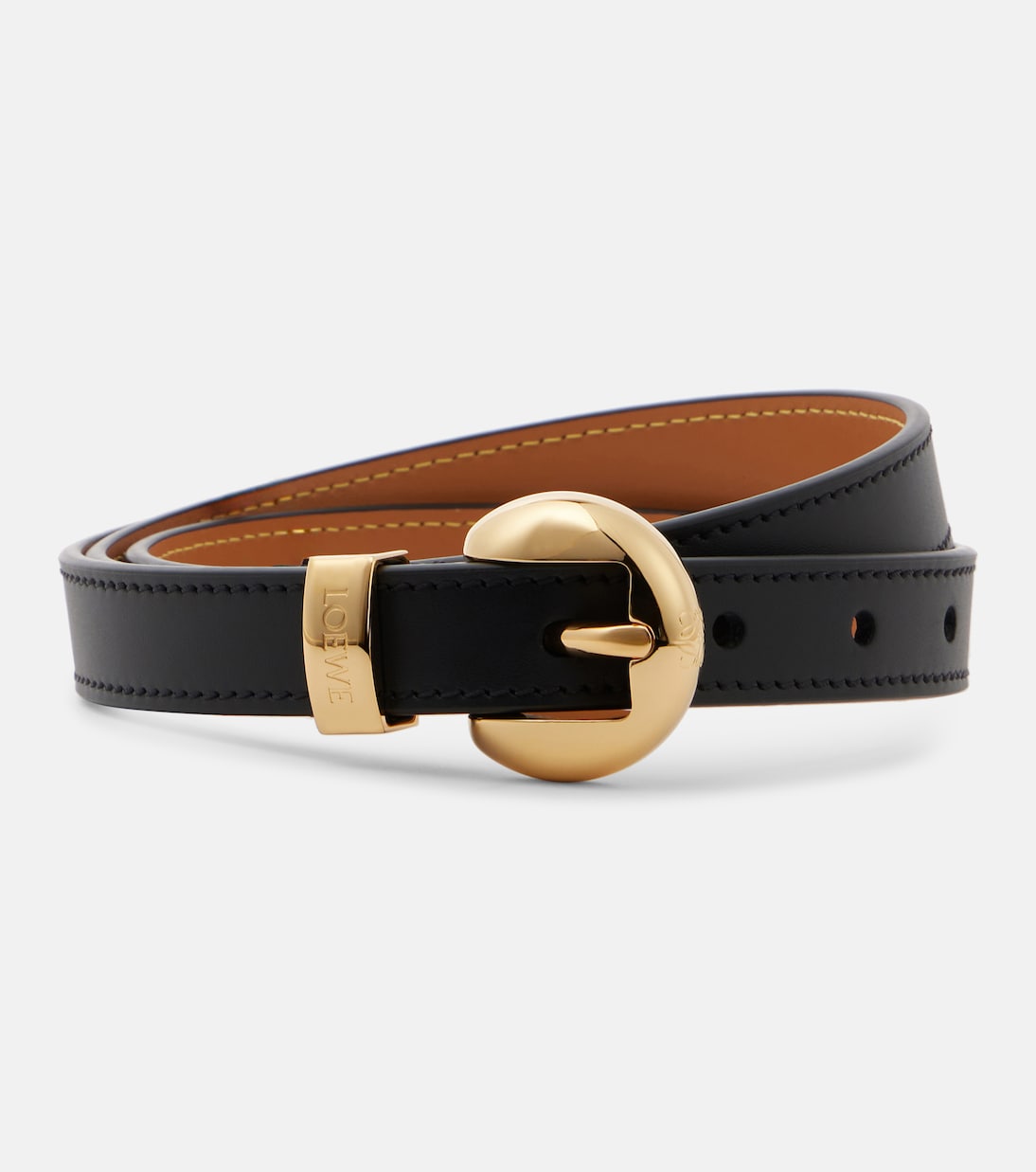

Кожаный ремень с эффектом гальки Loewe, Black/Gold