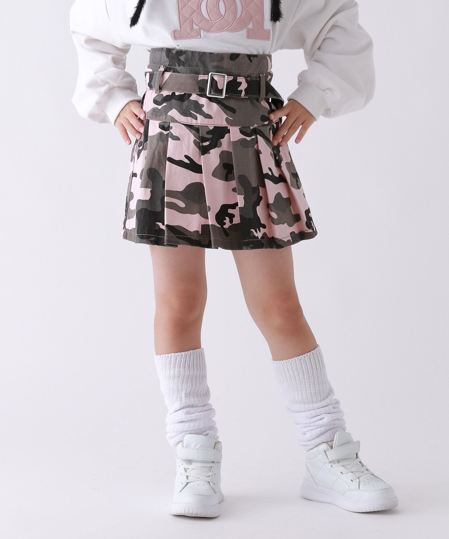 Разноцветная плиссированная юбка 10C REPIPI, Pink Camouflage 25