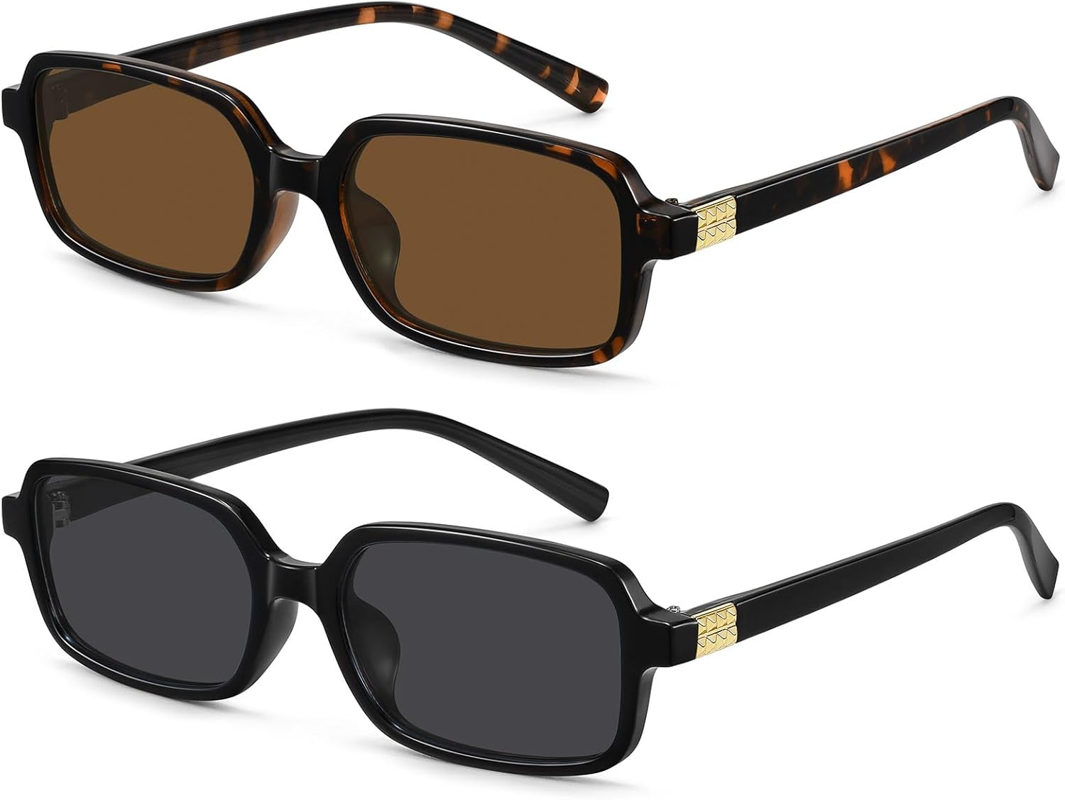 

Солнцезащитные очки MEETSUN ретро прямоугольной формы для женщин, модные винтажные очки 90-х годов, маленькие квадратные, с защитой от УФ-излучения, 2pack-black/Gray+tortoise/Brown