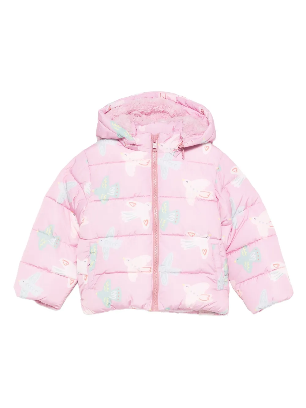 

Стеганая куртка с птичьим принтом Stella McCartney Kids, розовый
