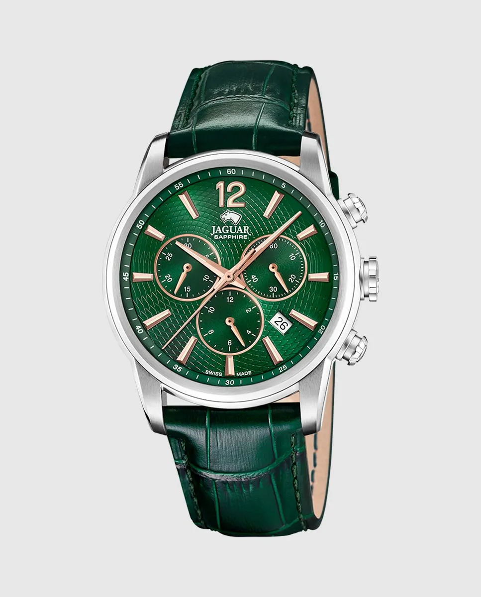 

J968/3 Мужские часы Acamar из зеленой кожи Jaguar, зеленый